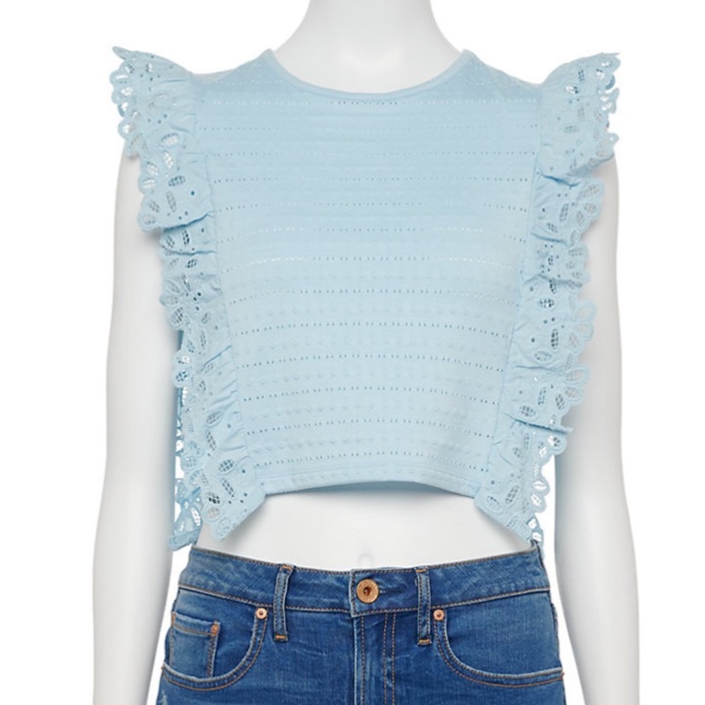 Juniors’ SO Broderie Frill Top - Large